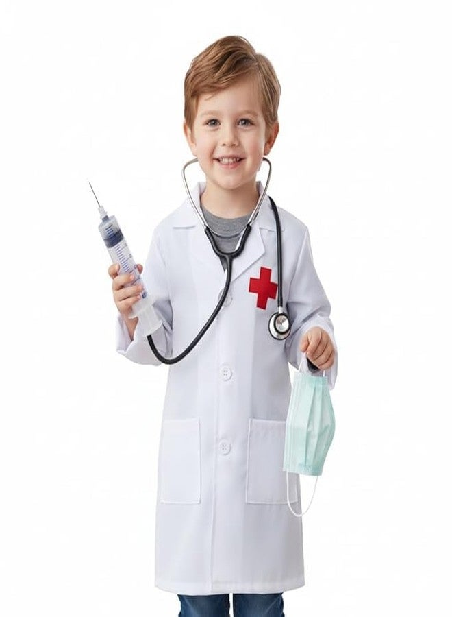 QuickBazaar Kids Doctor Dress Costume With Injection, Mask, Stethoscope | Fancy Dress Costume For Kids (DOCTOR, 3-4 Years) - Image 1